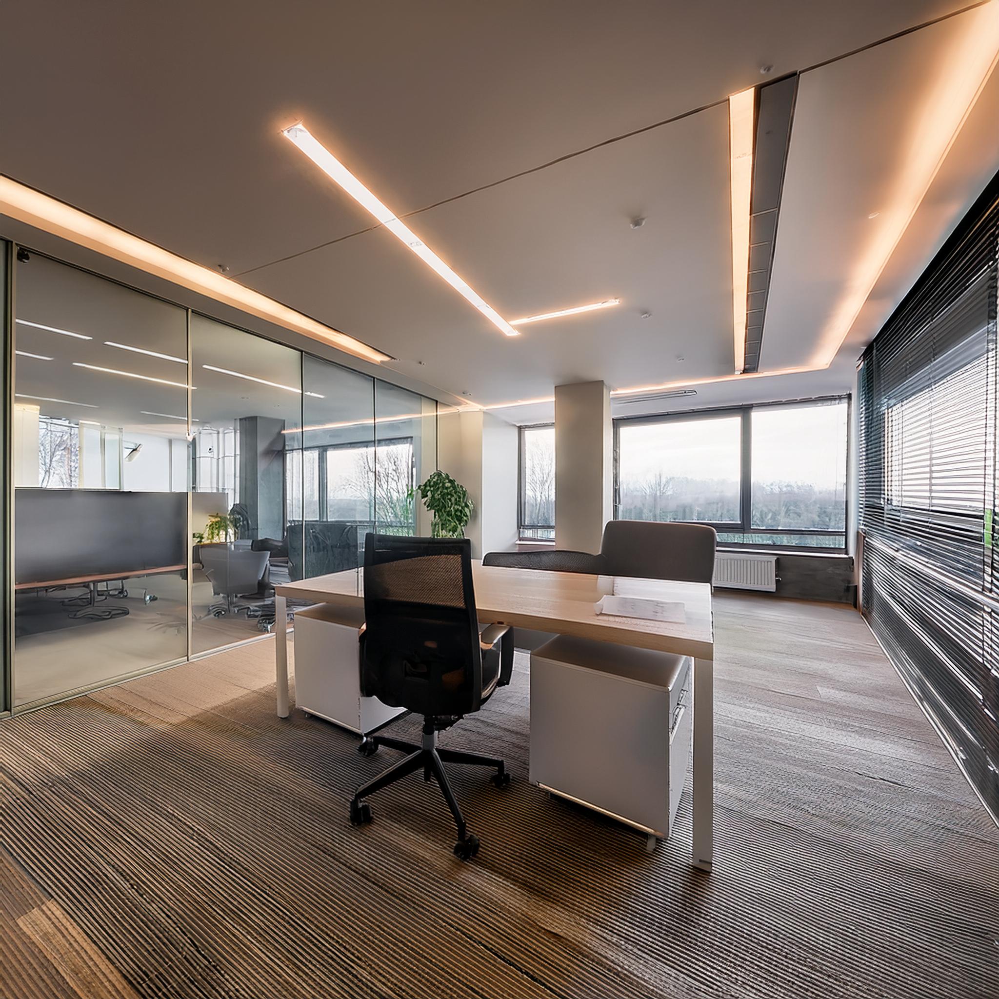 Elegantes Bürointerieur einer Steuerkanzlei mit klassischen Designelementen