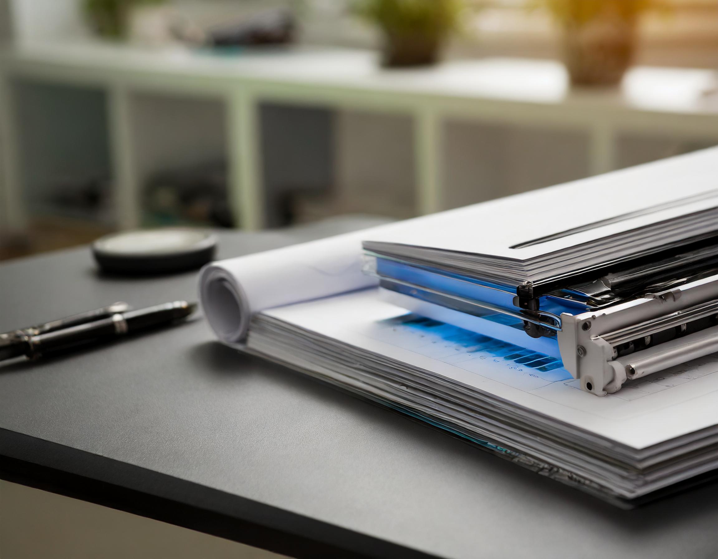 Steuerdokumente und Buchhaltungsunterlagen auf einem klassischen Holztisch